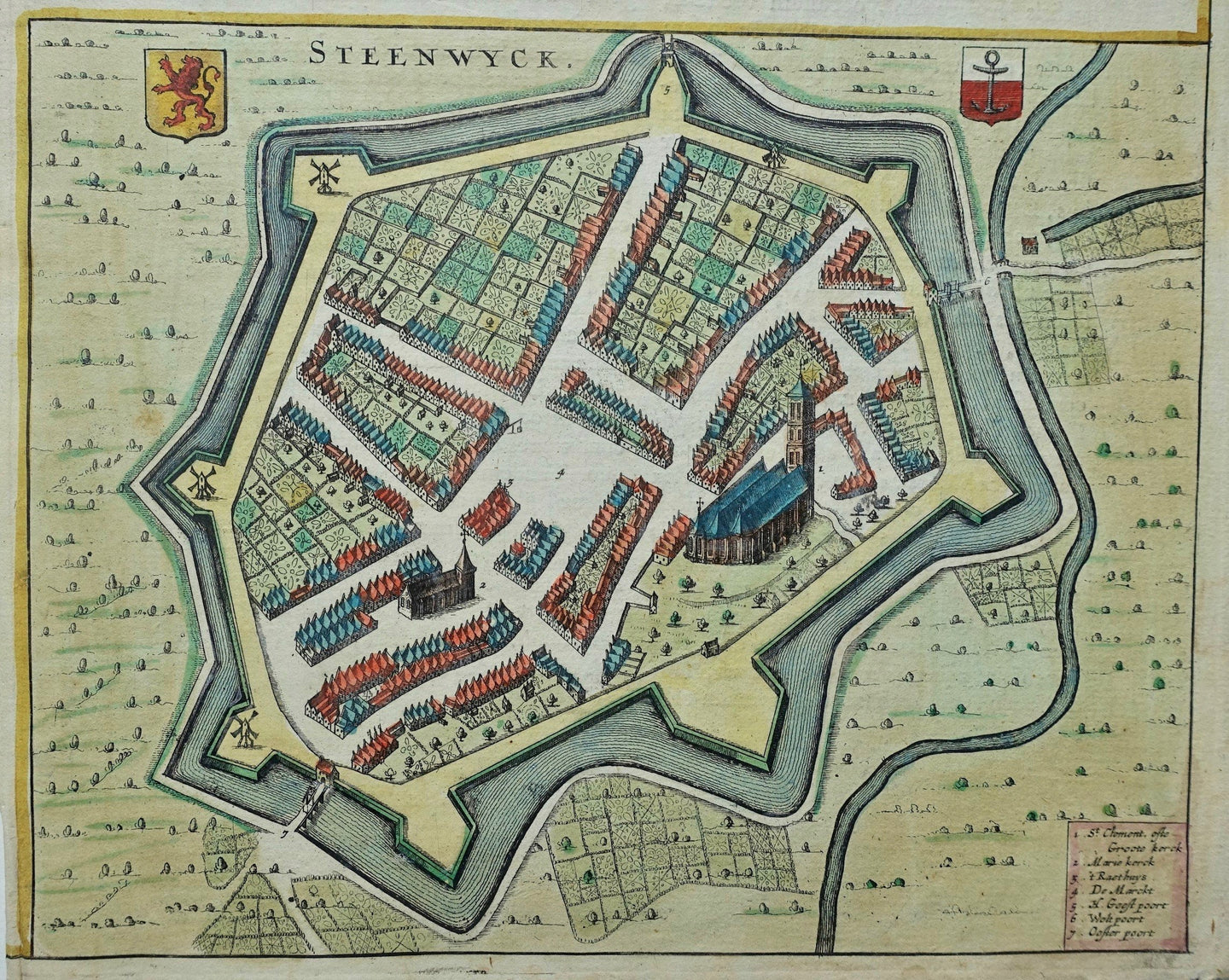 Steenwijk - Stadsplattegrond in vogelvluchtperspectief - J Janssonius - 1657