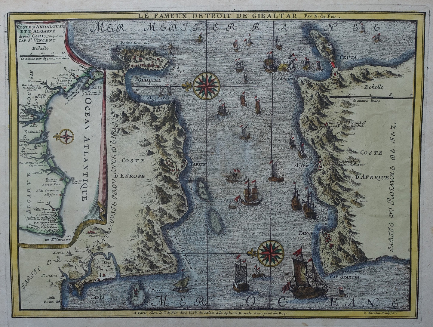 Spanje Spain Marokko Morocco Strait of Gibraltar - N de Fer - 1705