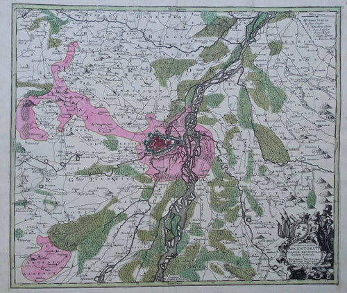 Frankrijk Straatsburg en omgeving France Strasbourg and its vicinity - M Seutter - ca 1730