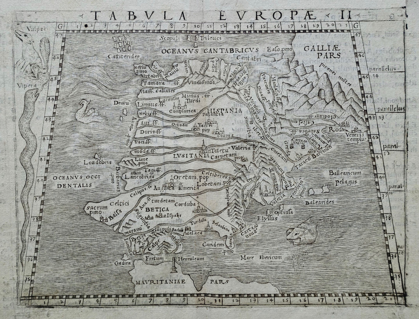 Spanje Spain Ptolemy map - Giacomo Gastaldi / Claudius Ptolemaeüs - 1548