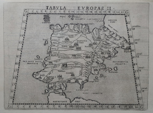 Spanje Spain Ptolemy map - Girolamo Ruscelli / Claudius Ptolemaeüs - 1561