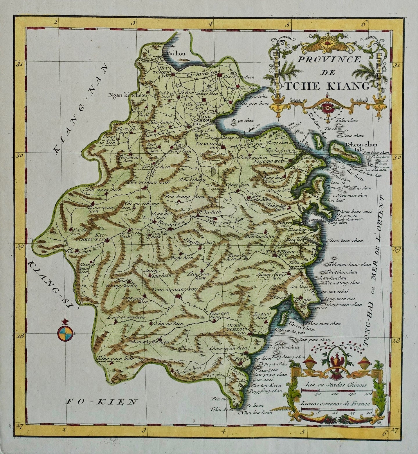 China Zhejiang (Chekiang) Province Hangzhou - Jean-Baptiste Bourguignon d’Anville - 1735