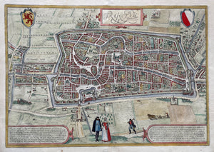 Utrecht Stadsplattegrond in vogelvluchtperspectief - G Braun & F Hogenberg - circa 1590
