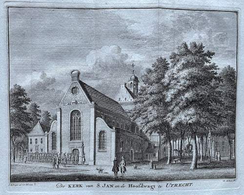 Utrecht Janskerk De kerk van S Jan en de Hoofdwagt te Utrecht - H Spilman - ca. 1757