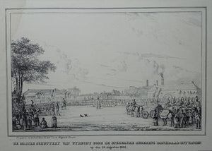 Utrecht Vreeburg Ontvangst bataljon mobiele Schutterij 19 augustus 1834 - Gebroeders van de Weijer - 1834