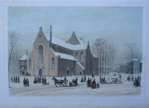 Utrecht Janskerkhof Janskerk Wintergezicht - FW van de Weijer / JG Broese - 1860