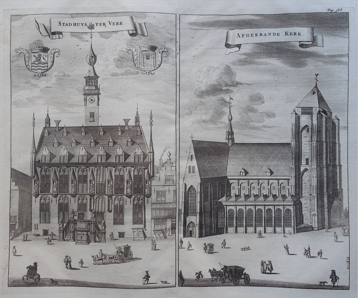 Veere Stadhuis en kerk - M Smallegange - 1696
