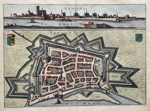 Venlo Stadsplattegrond met profielgezicht - N Geelckerken / J van Biesen - 1654