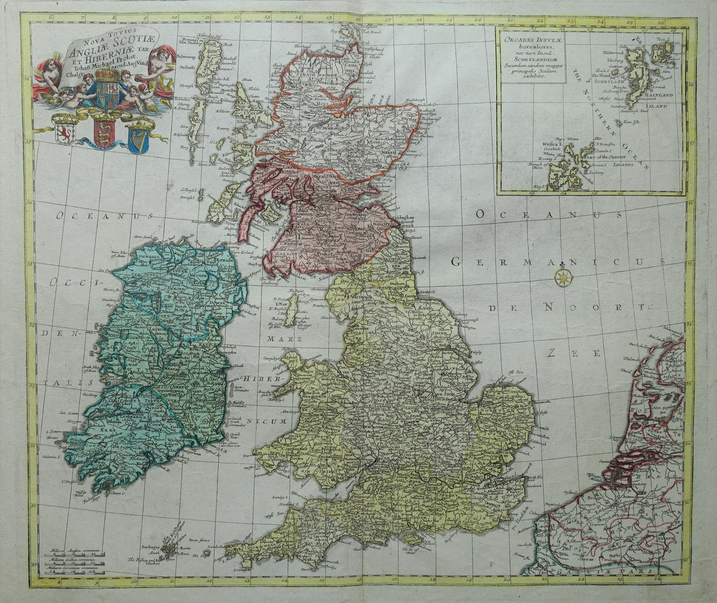 Groot Brittannië Ierland British Isles Great Britain Ireland - Johann Michael Probst - ca 1760