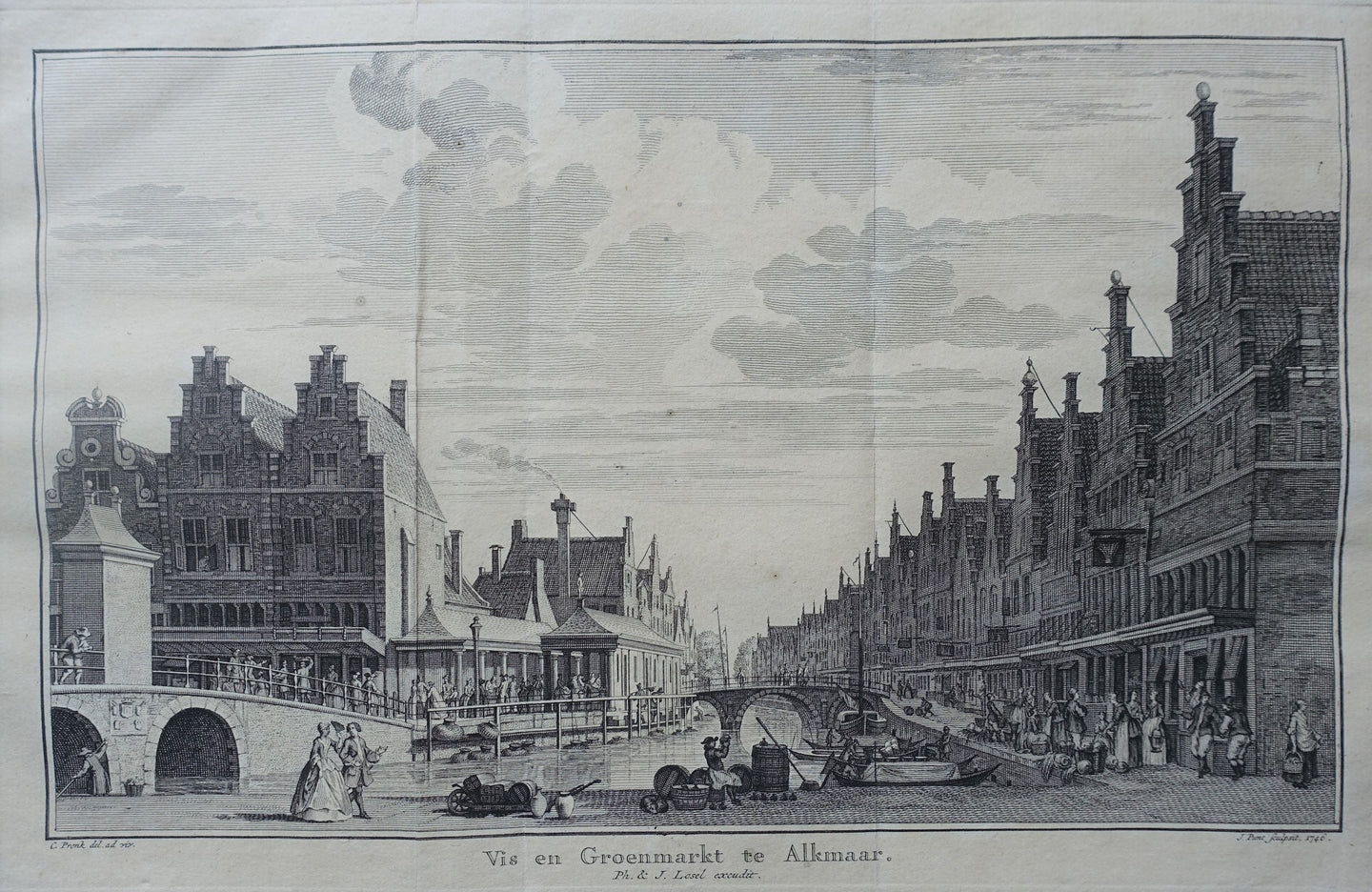 Alkmaar Verdronkenoord Vis- en groentemarkt - C Pronk / J Punt - 1747