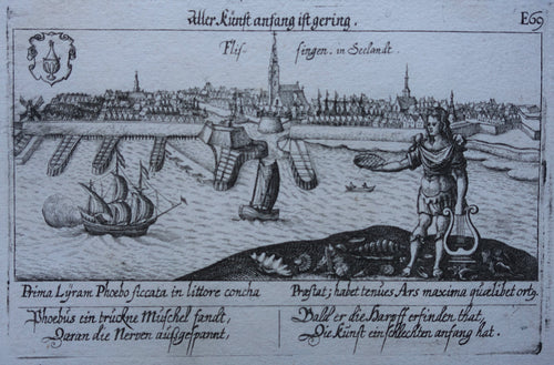 Vlissingen Aangezicht op de stad vanuit zee - D Meisner - 1625