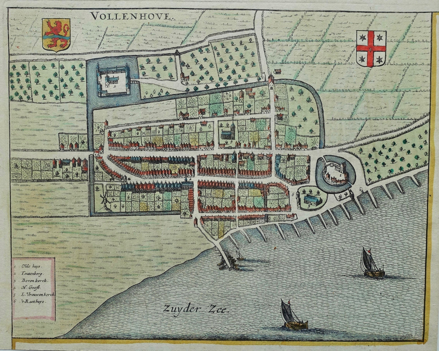 Vollenhove - Stadsplattegrond in vogelvluchtperspectief - J Janssonius - 1657