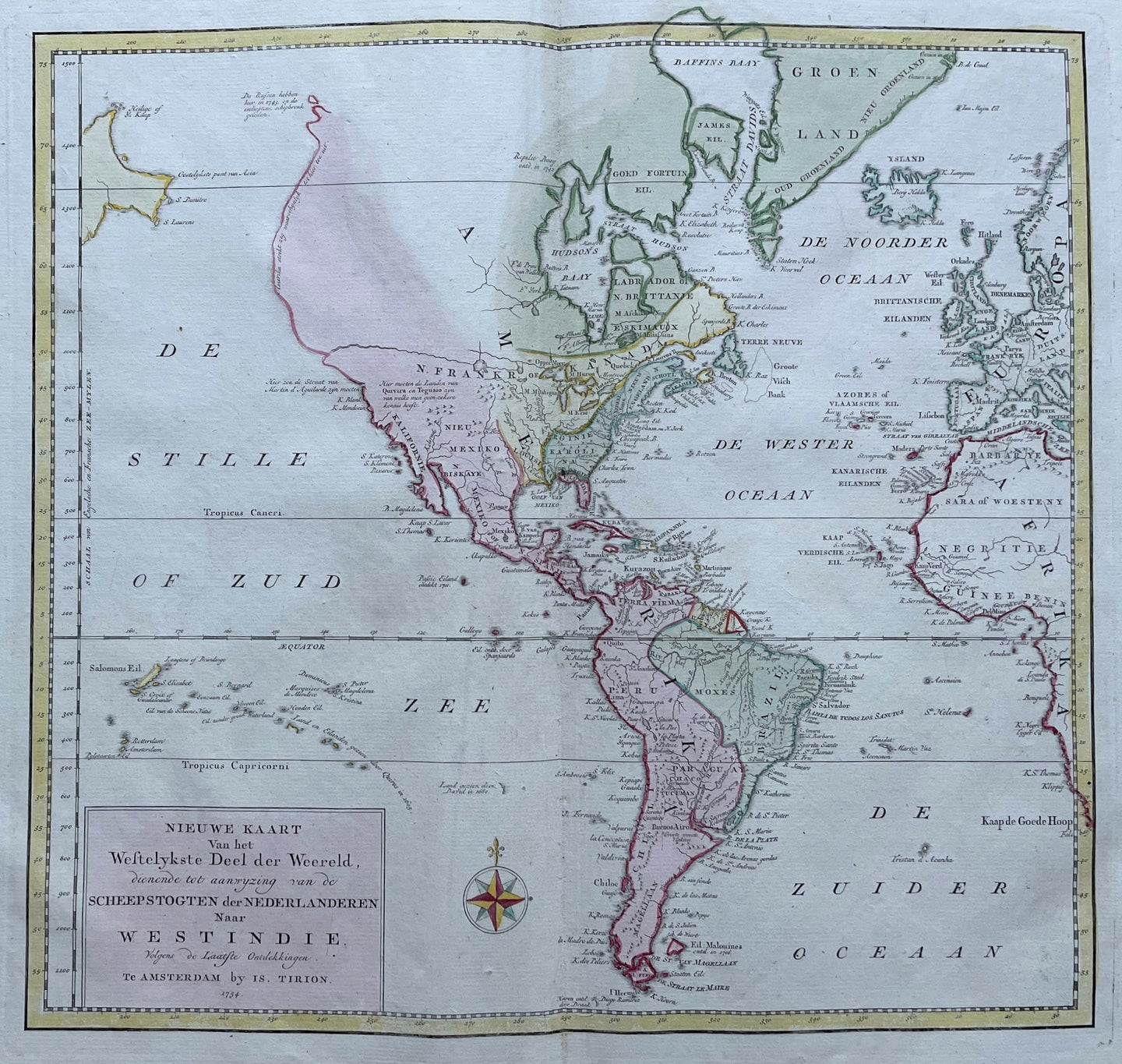 Amerika Noord- en Zuid-Amerika Americas North and South America Western Hemisphere - I Tirion - 1764