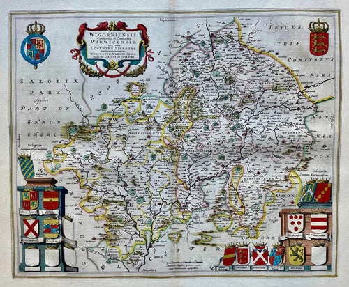 Engeland Worcestershire Warwickshire England British Isles - J Blaeu - circa 1659