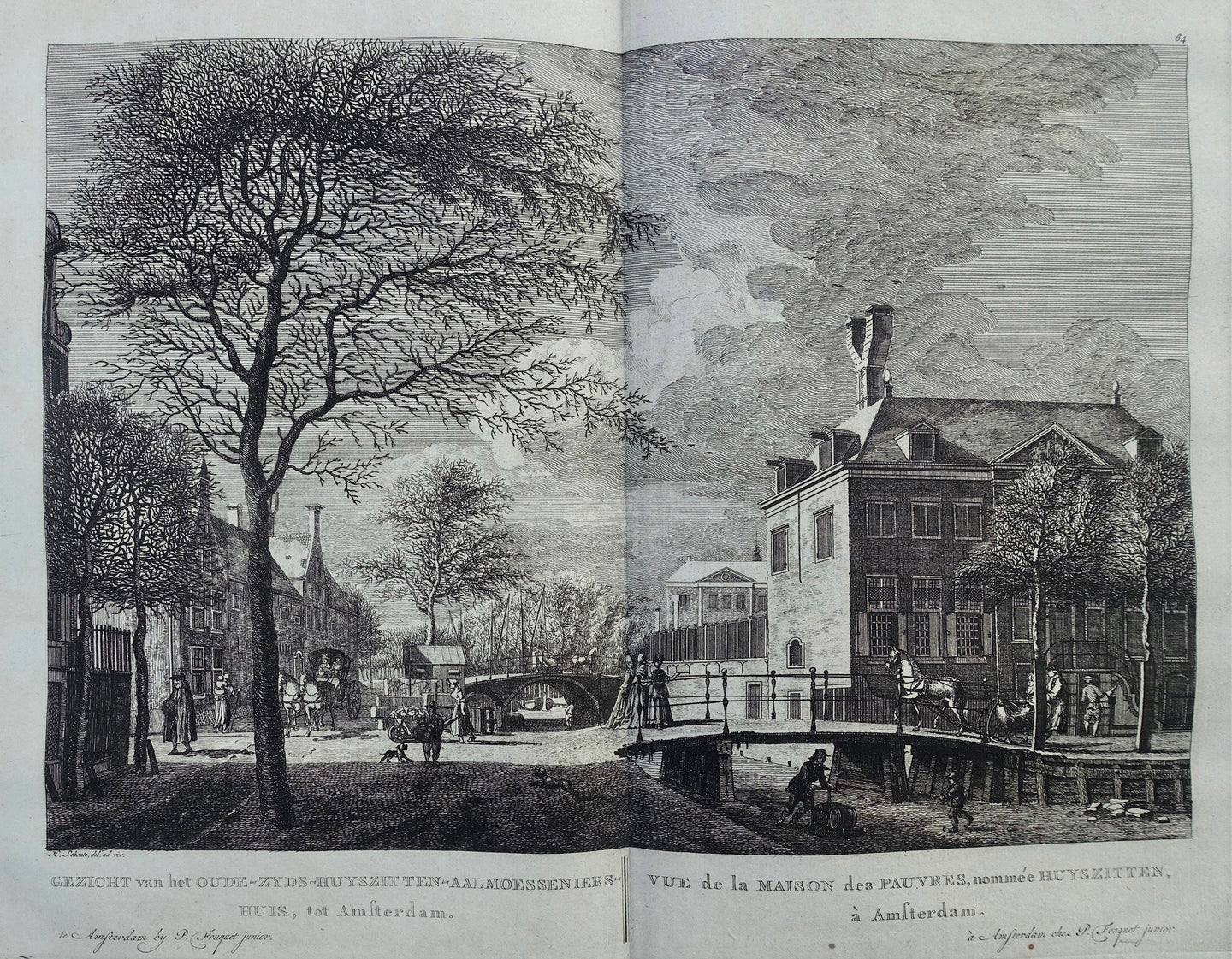 Amsterdam Wintergezicht Waterlooplein Oudezijds Huiszittenhuis - P Fouquet - 1783
