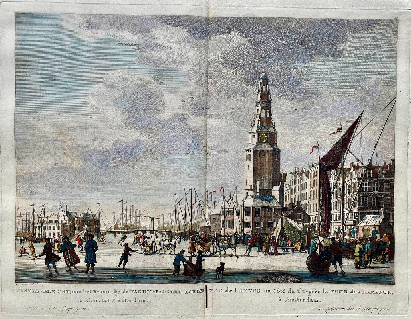 Amsterdam Wintergezicht met de Haringpakkerstoren - P Fouquet - 1783