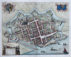 Zaltbommel Stadsplattegrond in vogelvluchtperspectief - J Blaeu - 1649