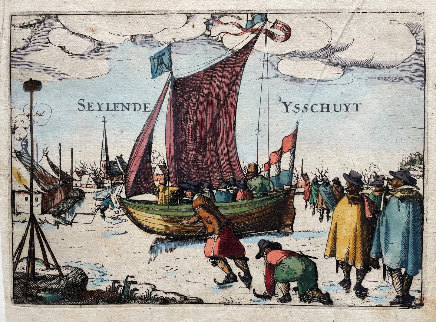Holland Zeilende ijsschuit wintergezicht - L Guicciardini - 1613