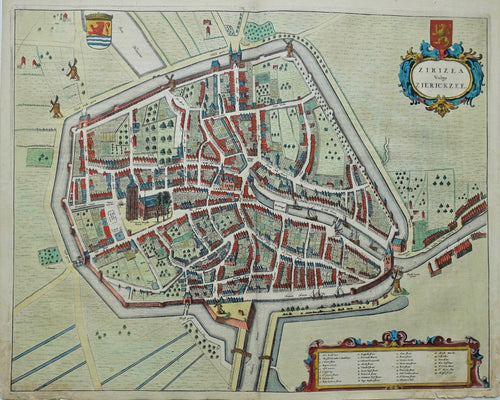 Zierikzee Stadsplattegrond in vogelvluchtperspectief - J Janssonius - 1657