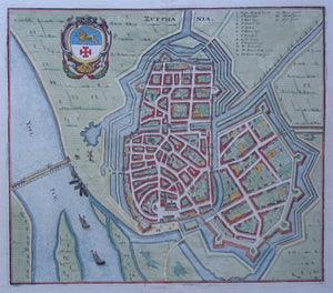 Zutphen Stadsplattegrond in vogelvluchtperspectief - M Merian - 1646